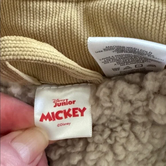 Disney Mickey Mouse NWOT Kids Tan Quilted Lined Jacket with Hood 12 M - Picture 7 of 8